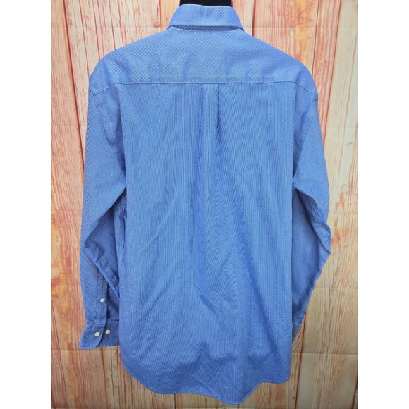 Peter Millar Mens Dress Shirt Large Blue Nanoluxe Easycare Cotton - Picture 2 of 7